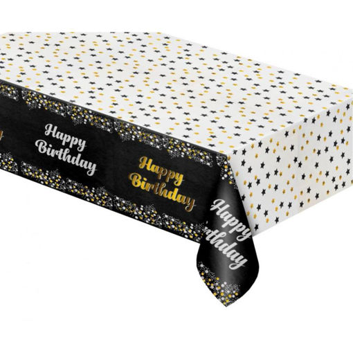 Picture of TABLE CLOTH HAPPY BIRTHDAY BLACK 137X183CM
